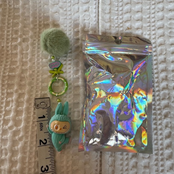 Labubu Green Keychain with Plush Charm - Picture 5 of 6